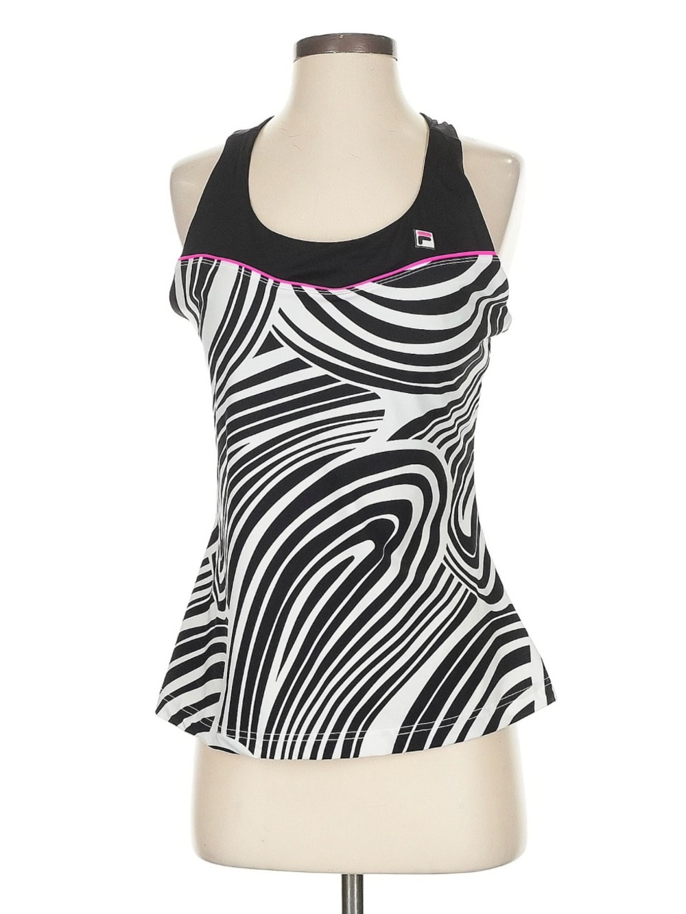 Fila Women's Black & White Zebra-Print Racerback Tank with Pink Trim